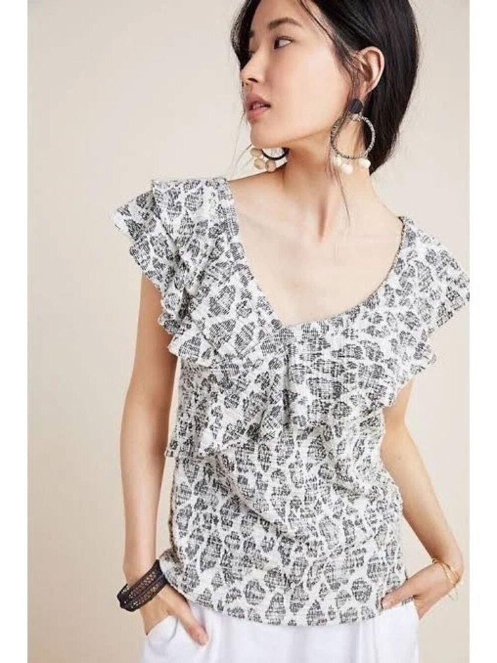 Anthropologie Dolan Left Coast Collection Women’s Savannah Ruffle Leopard Tank